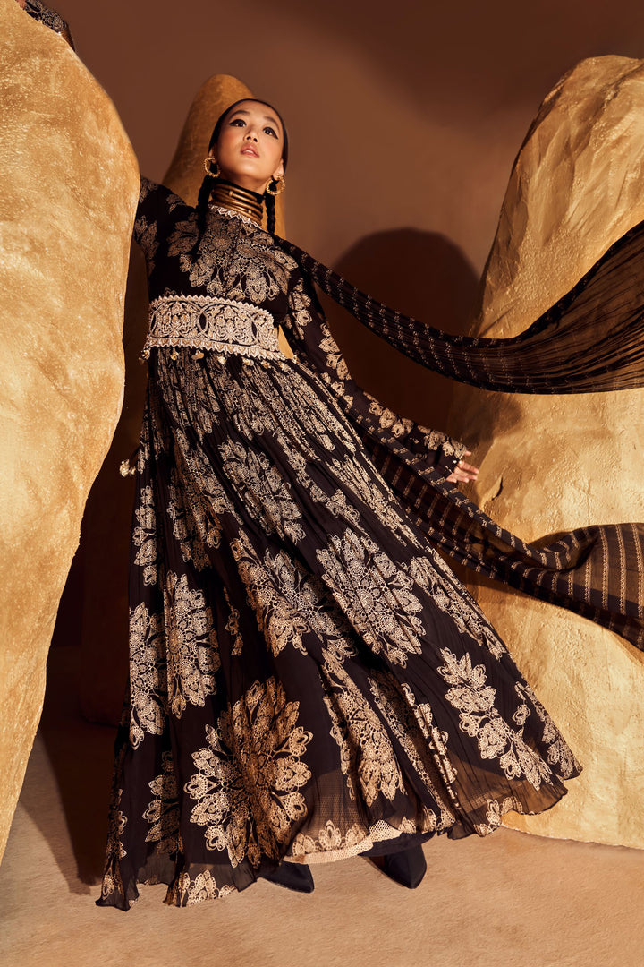 Black Tara Belted Anarkali