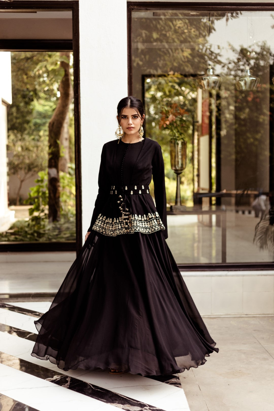 Black Anarkali Jacket Set Black Anarkali Jacket Set