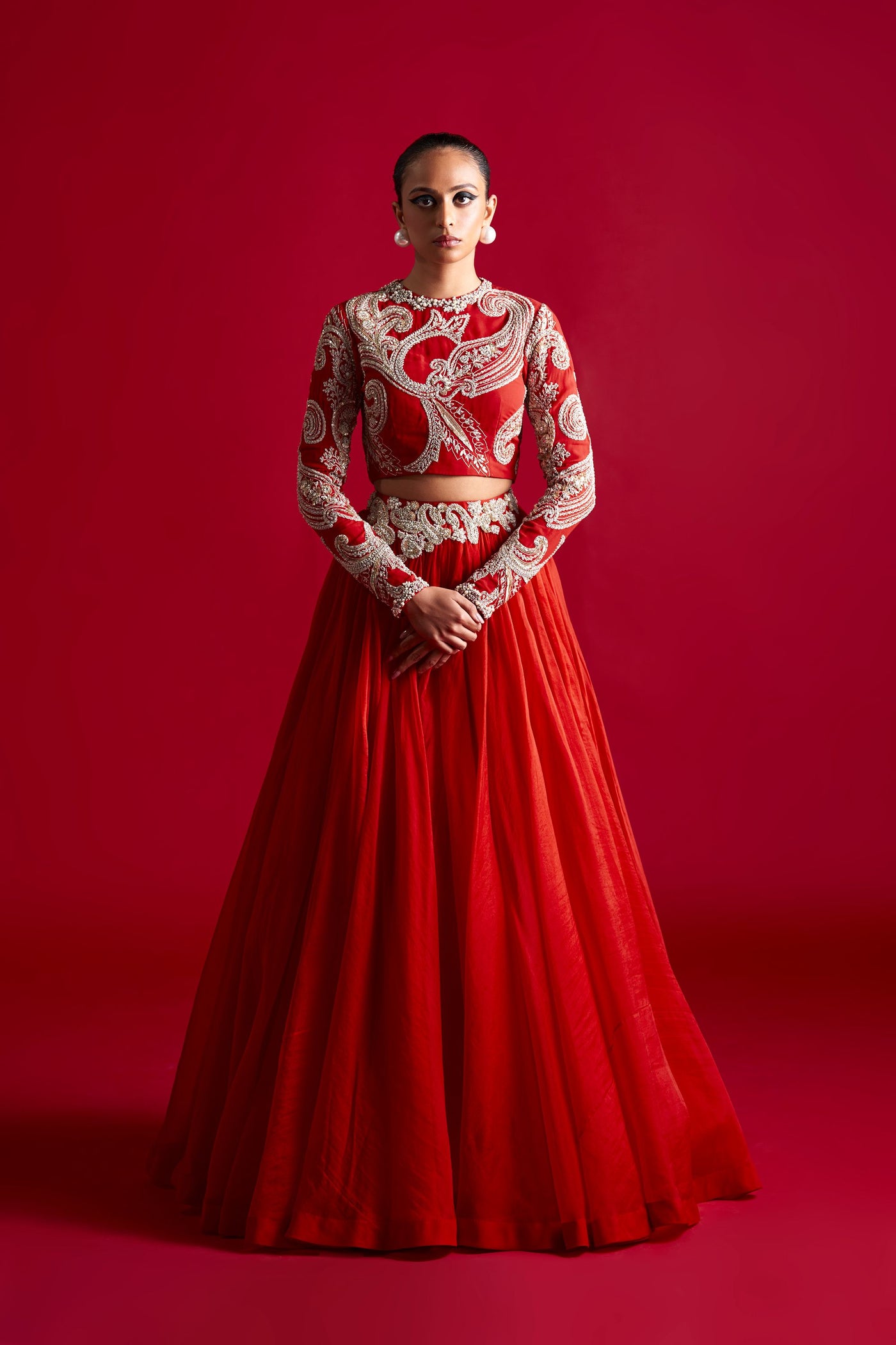Red Bold Ambi Lehenga Set