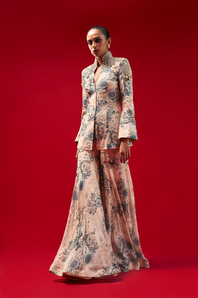 Champagne & Blue Blossom Jacket Set