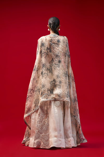 Ivory Nejma Lehenga with Blossom Cape