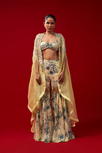 Mint & Blue Sharara Cape Set