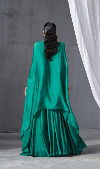 Teal Green Lehenga Cape Set