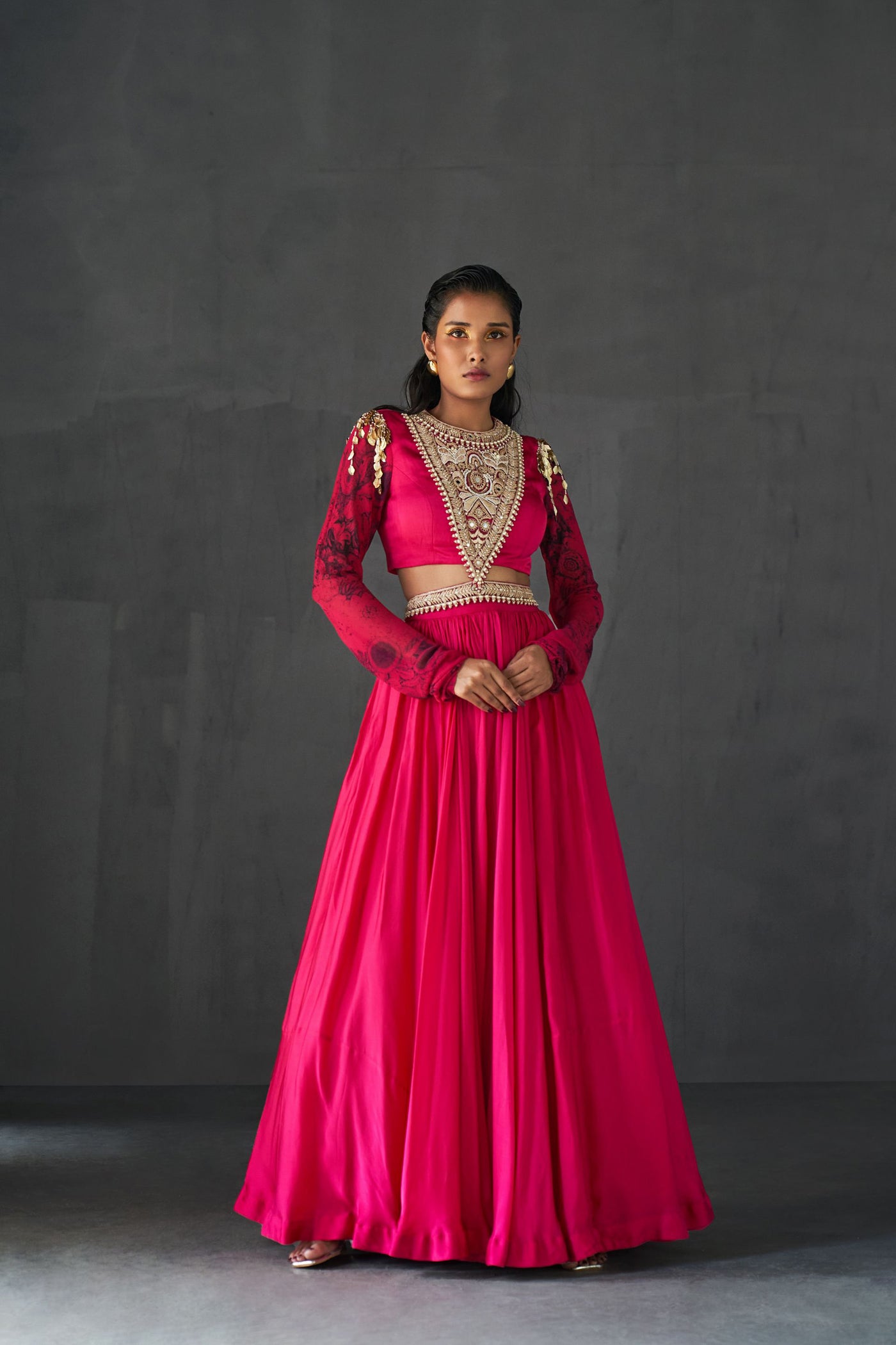 Fuchsia Lehenga & Embroidered Blouse Set