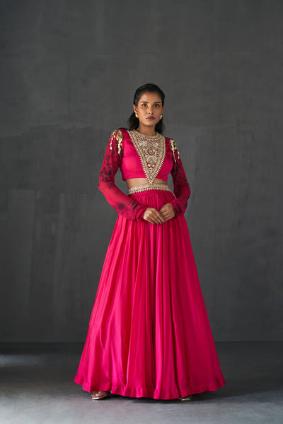 Fuchsia Lehenga & Embroidered Blouse Set