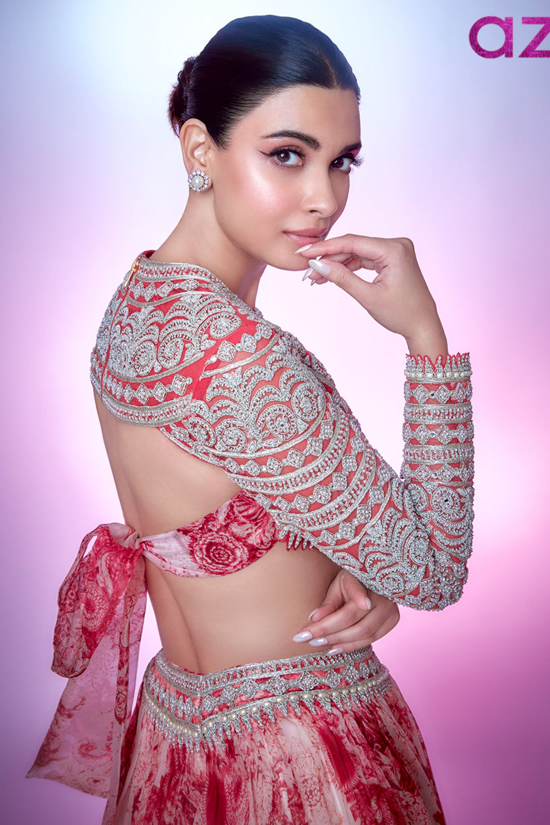 Diana Penty in our Champagne & Red Blossom Lehenga Set