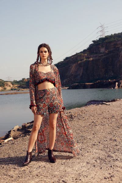Armenian Garden Print Jacket & Shorts Set