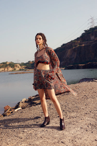 Armenian Garden Print Jacket & Shorts Set