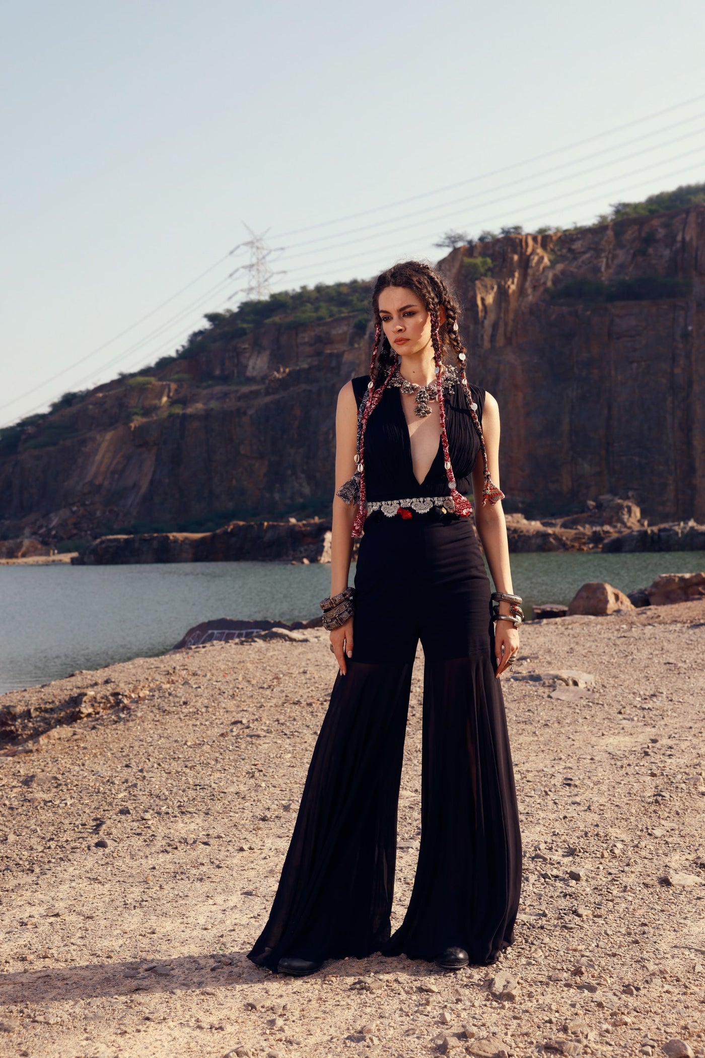 Black Pleated Jumpsuit