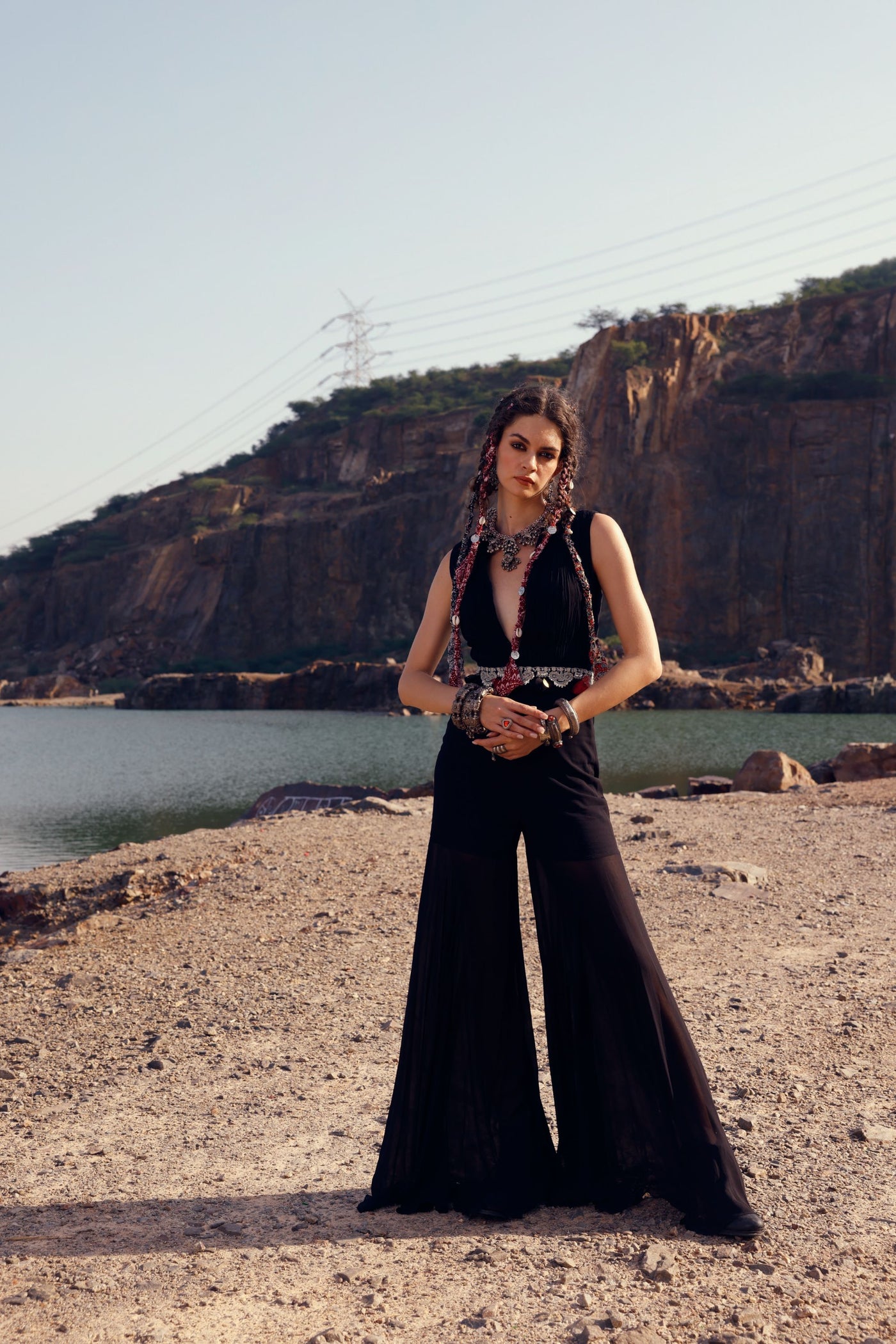 Black Pleated Jumpsuit