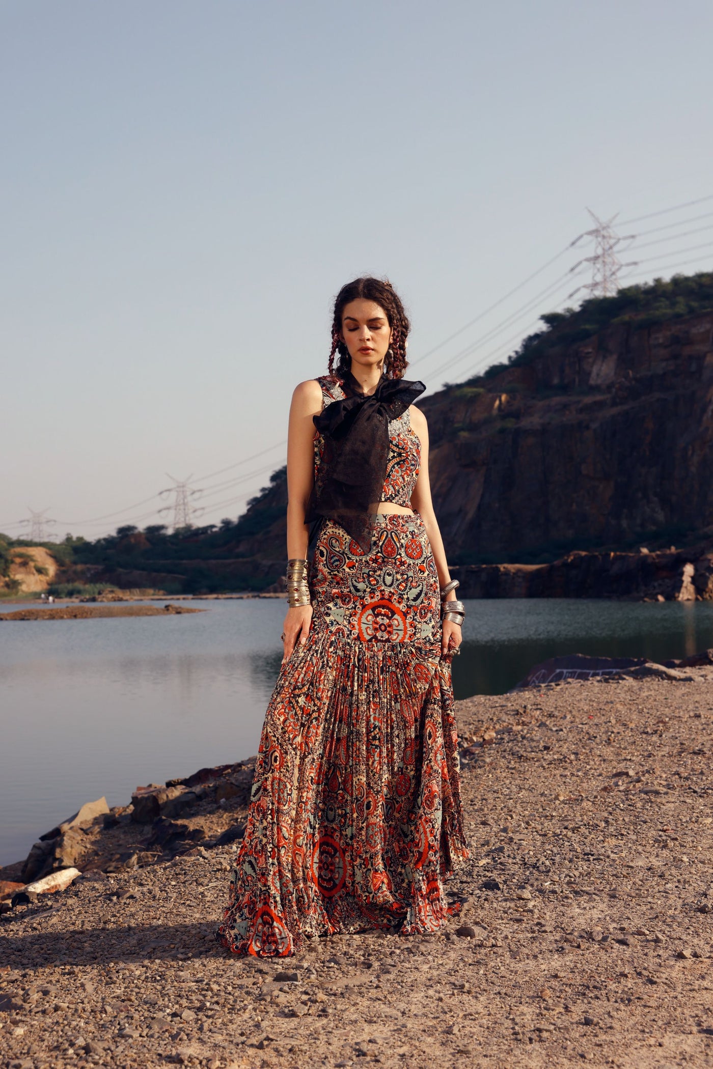 Armenian Garden Bow Tie Top & Skirt Set