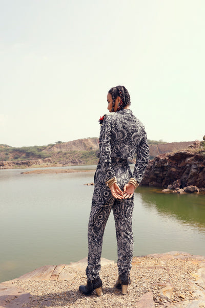 Geo Floral Cropped Jacket & Trouser set