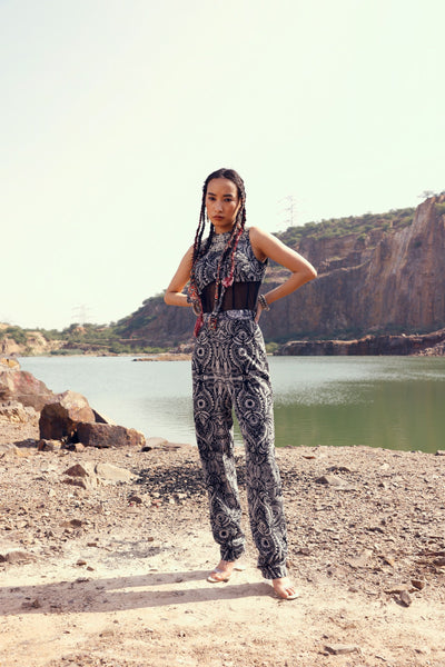 Geo Floral Corset Jumpsuit