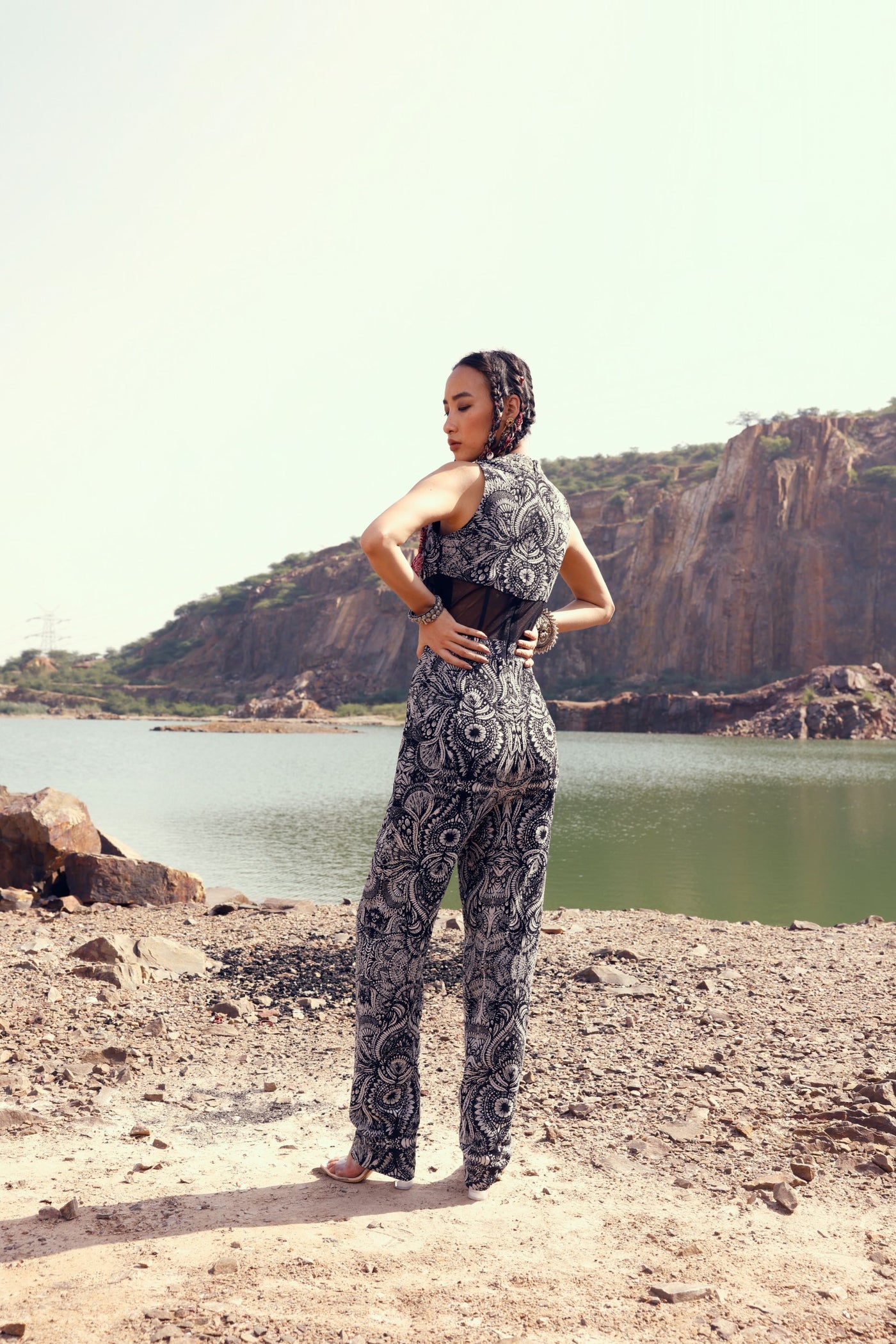 Geo Floral Corset Jumpsuit