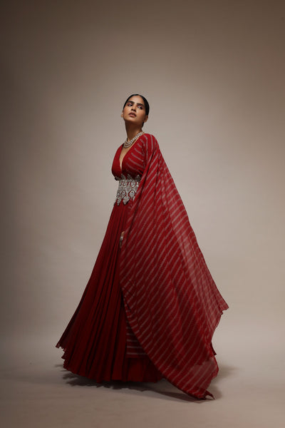 Solid Georgette Belted Anarkali
