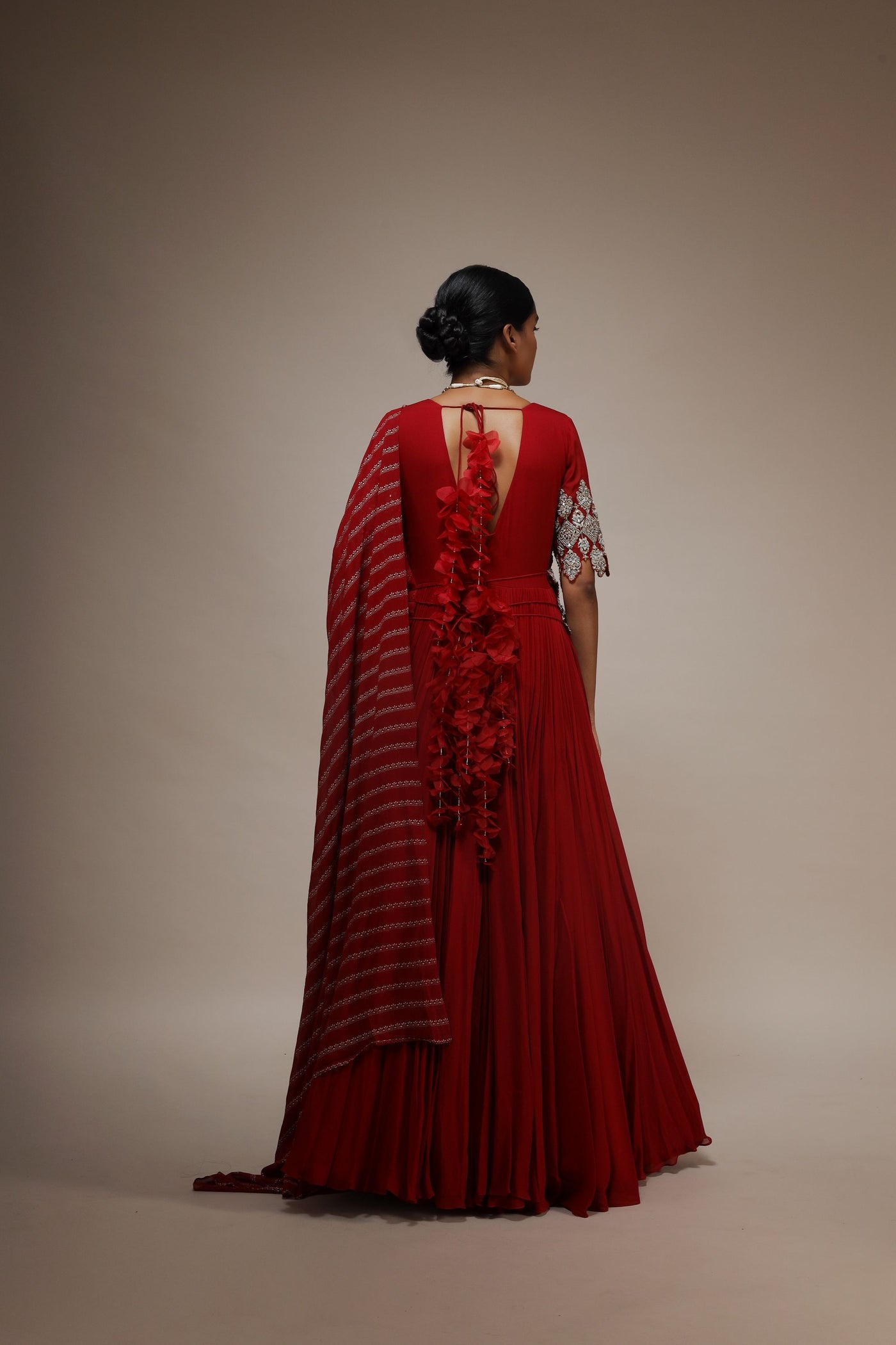 Solid Georgette Belted Anarkali