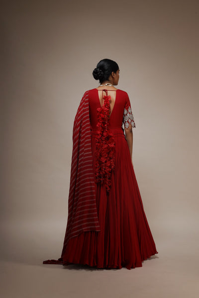 Solid Georgette Belted Anarkali