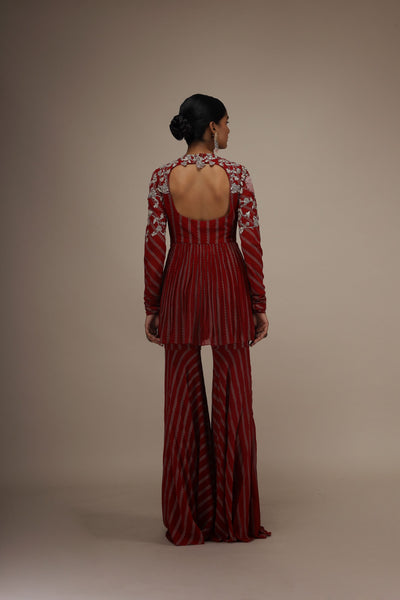Nurekha Red Peplum & Sharara Set