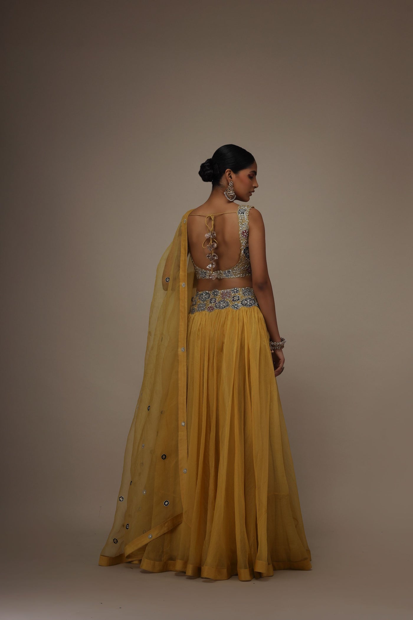Mustard Gota Sitara Lehenga Set