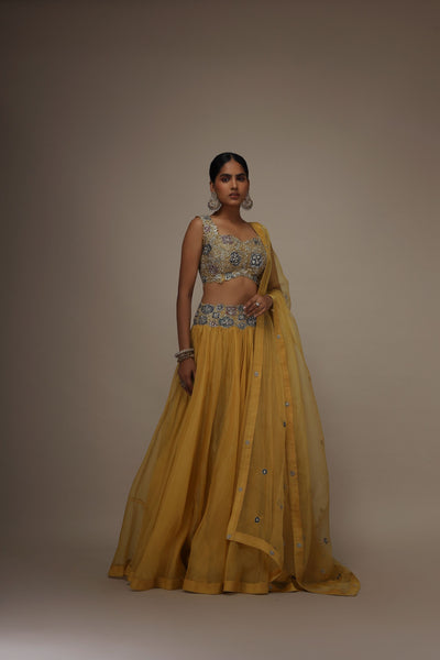 Mustard Gota Sitara Lehenga Set