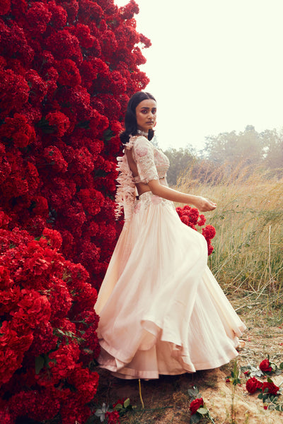 Champagne Pleated Lehenga Set