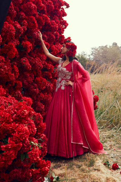 Embroidered Angrakha Anarkali Set
