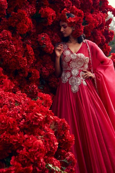 Embroidered Angrakha Anarkali Set