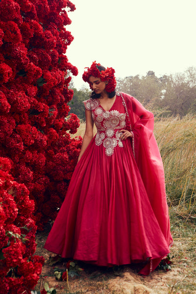 Embroidered Angrakha Anarkali Set