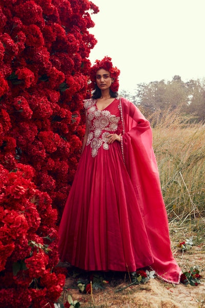 Embroidered Angrakha Anarkali Set