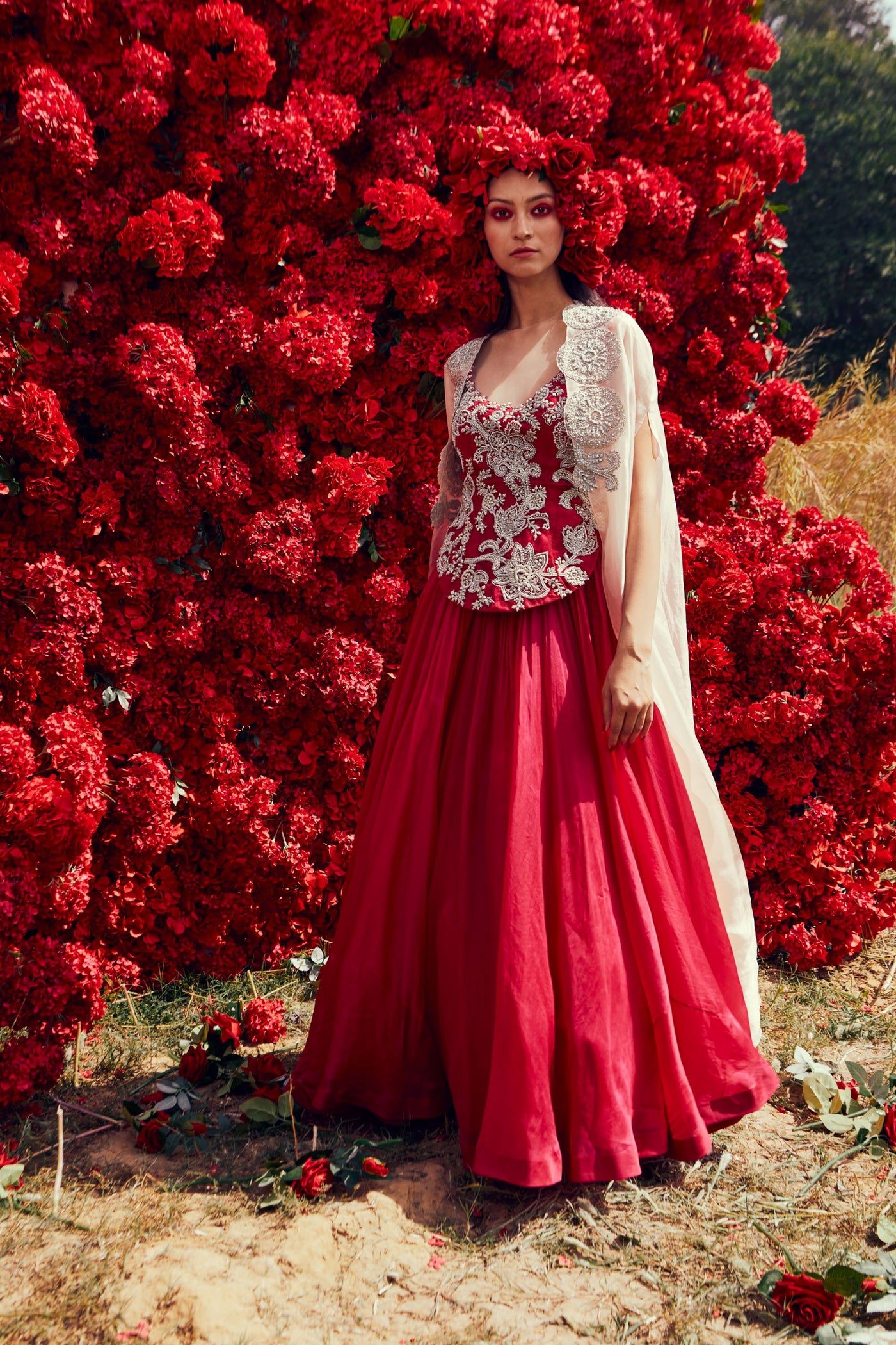 Fuchsia Jacket Anarkali & Cape Set