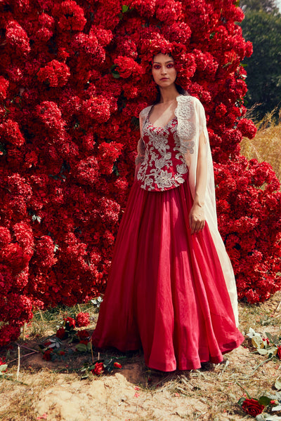 Fuchsia Jacket Anarkali & Cape Set