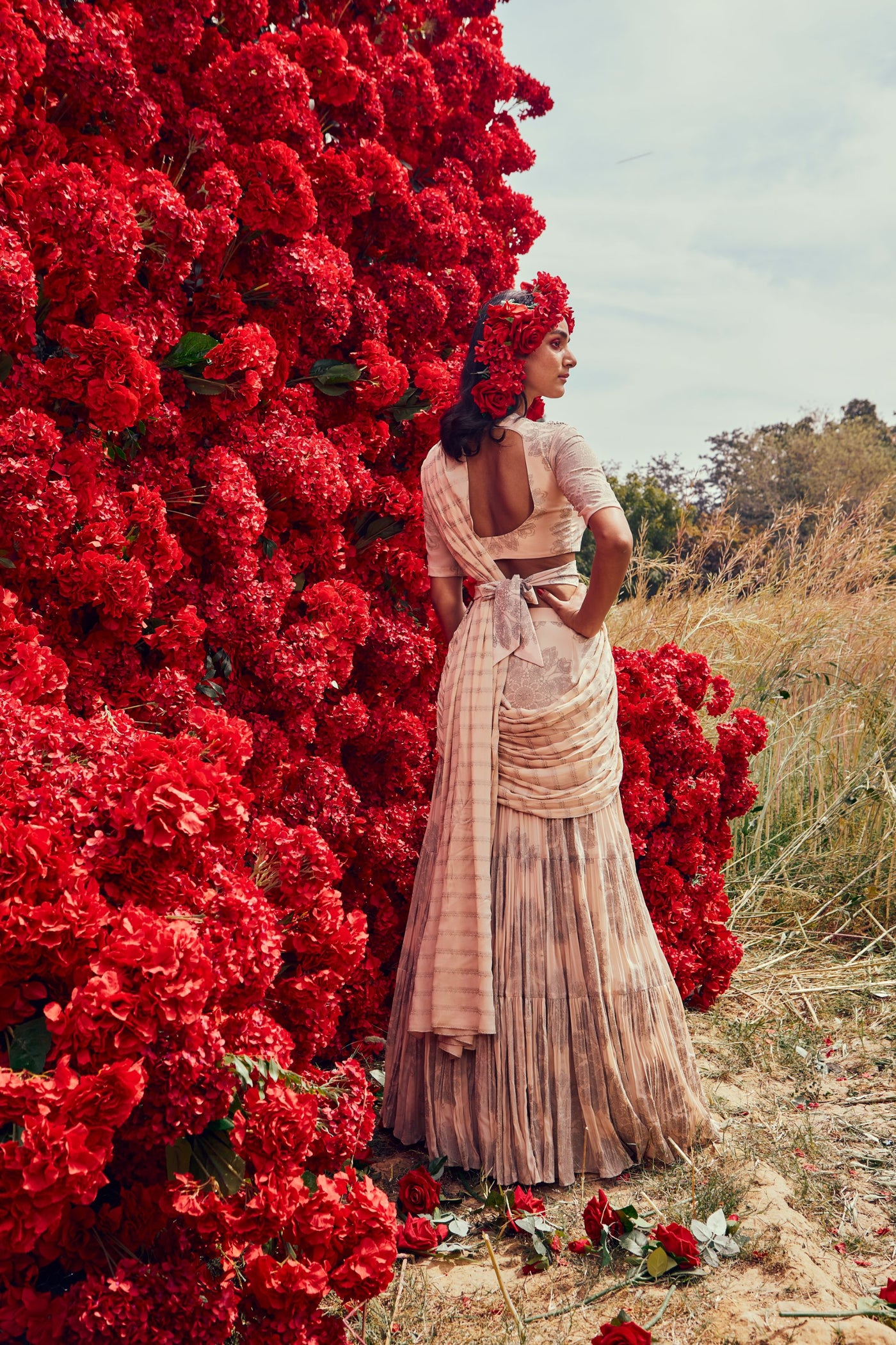 Champagne Tara Nurekha Pre-Stitched Saree