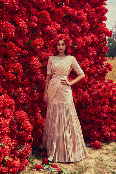 Champagne Tara Nurekha Pre-Stitched Saree