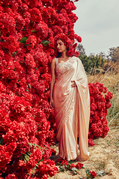 Champagne Floral Saree