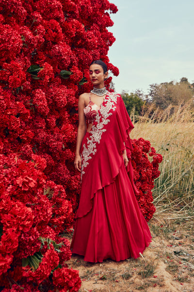 Fuchsia Draped Nejma Saree