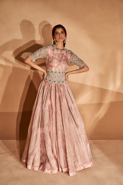 Blush Pink Tara Belted Anarkali Gown