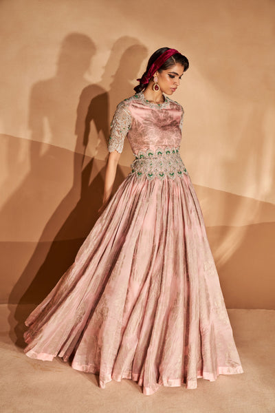 Blush Pink Tara Belted Anarkali Gown