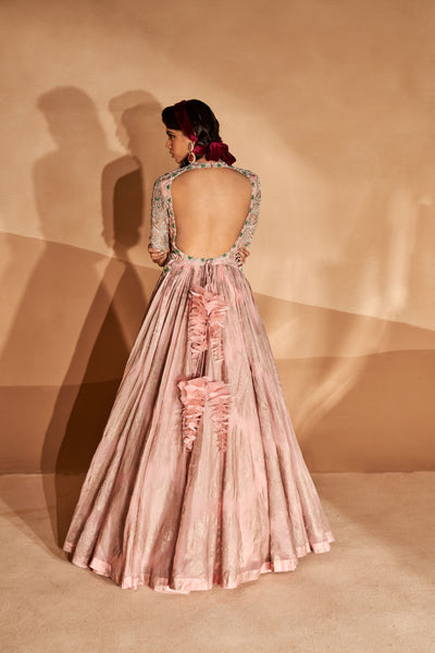 Blush Pink Tara Belted Anarkali Gown