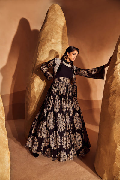 Black Tara Jacket Anarkali