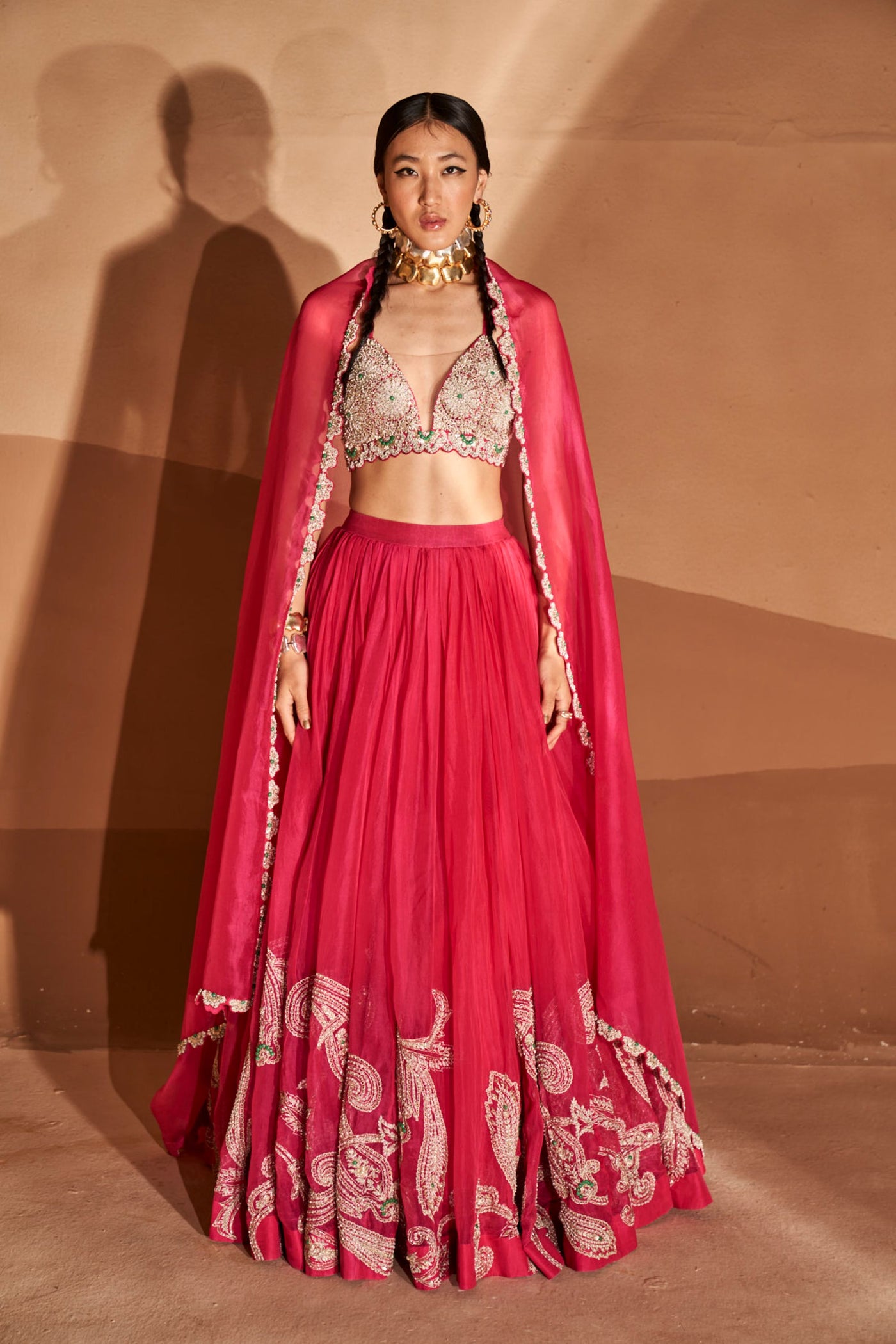 Rani Pink Ambi Jaal Lehenga Set