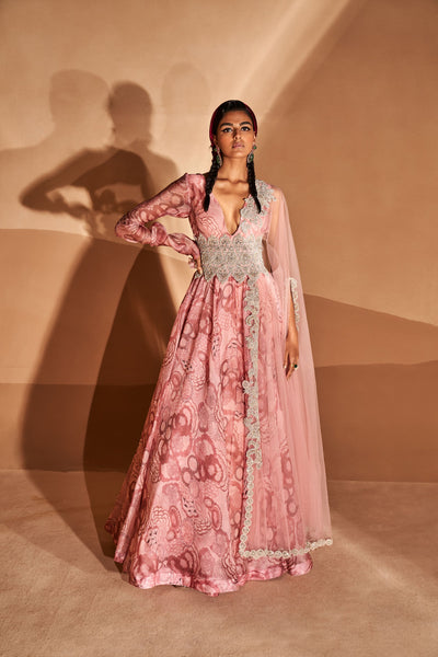 Blush Bahaar Cape Dupatta Belted Anarkali