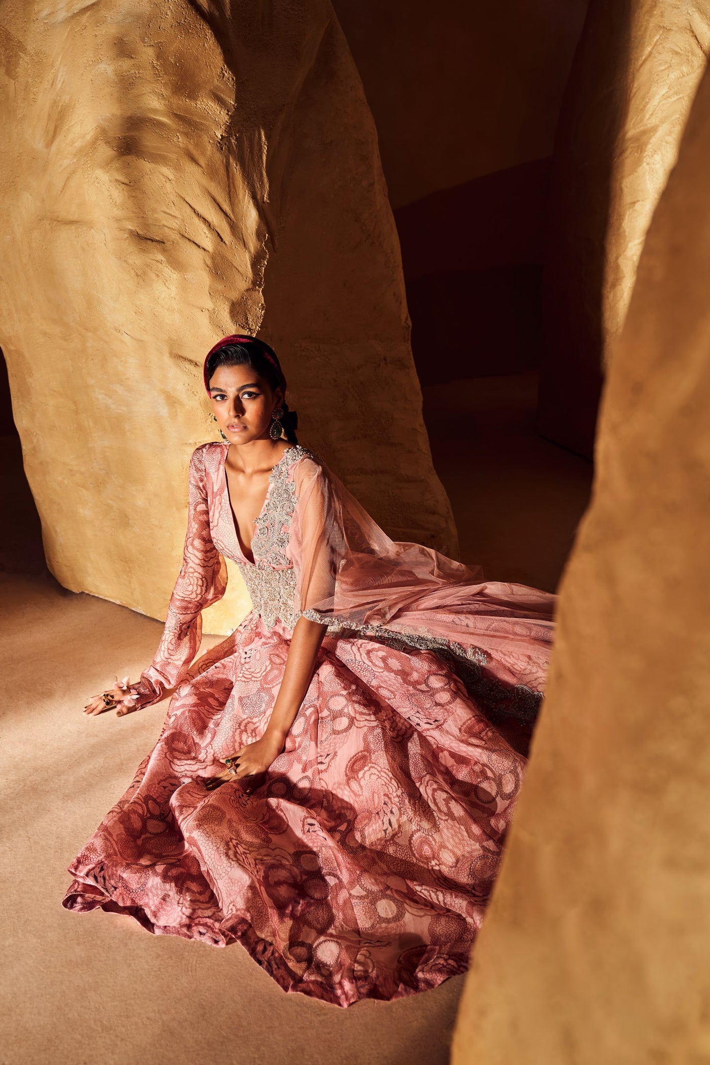 Blush Bahaar Cape Dupatta Belted Anarkali