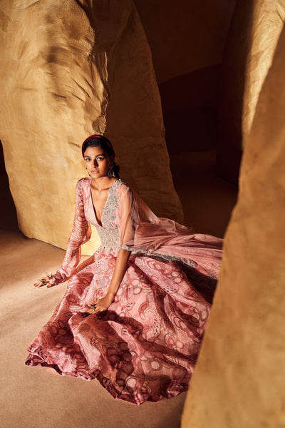 Blush Bahaar Cape Dupatta Belted Anarkali