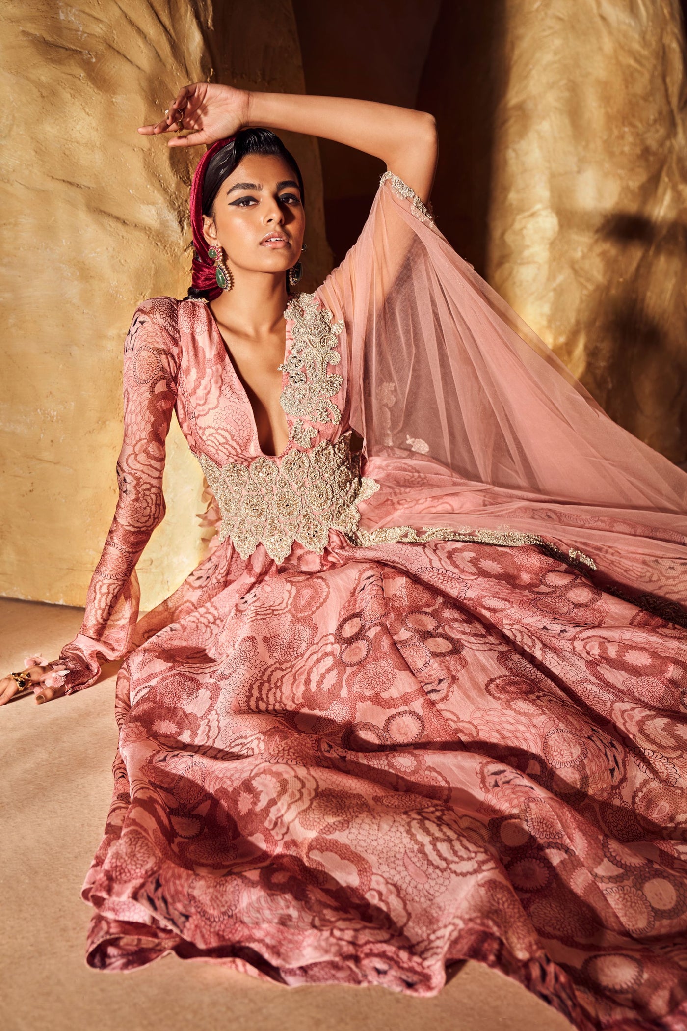 Blush Bahaar Cape Dupatta Belted Anarkali