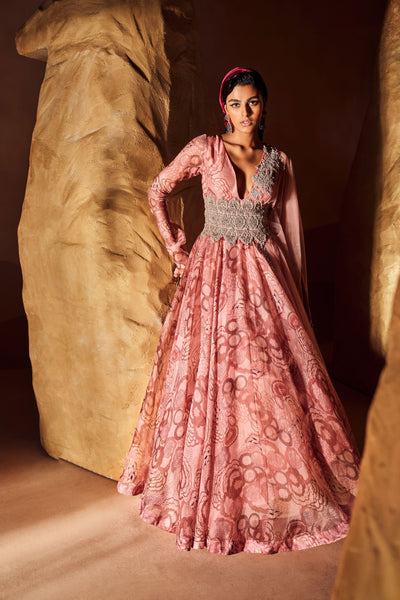 Blush Bahaar Cape Dupatta Belted Anarkali
