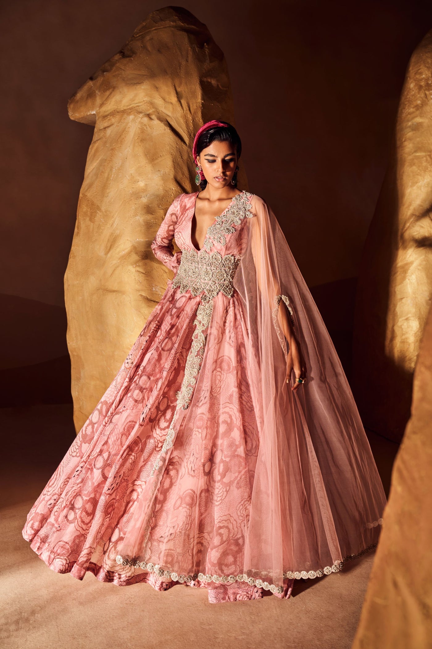 Blush Bahaar Cape Dupatta Belted Anarkali