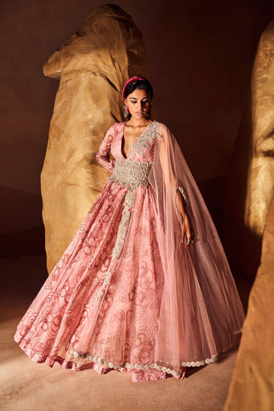Blush Bahaar Cape Dupatta Belted Anarkali
