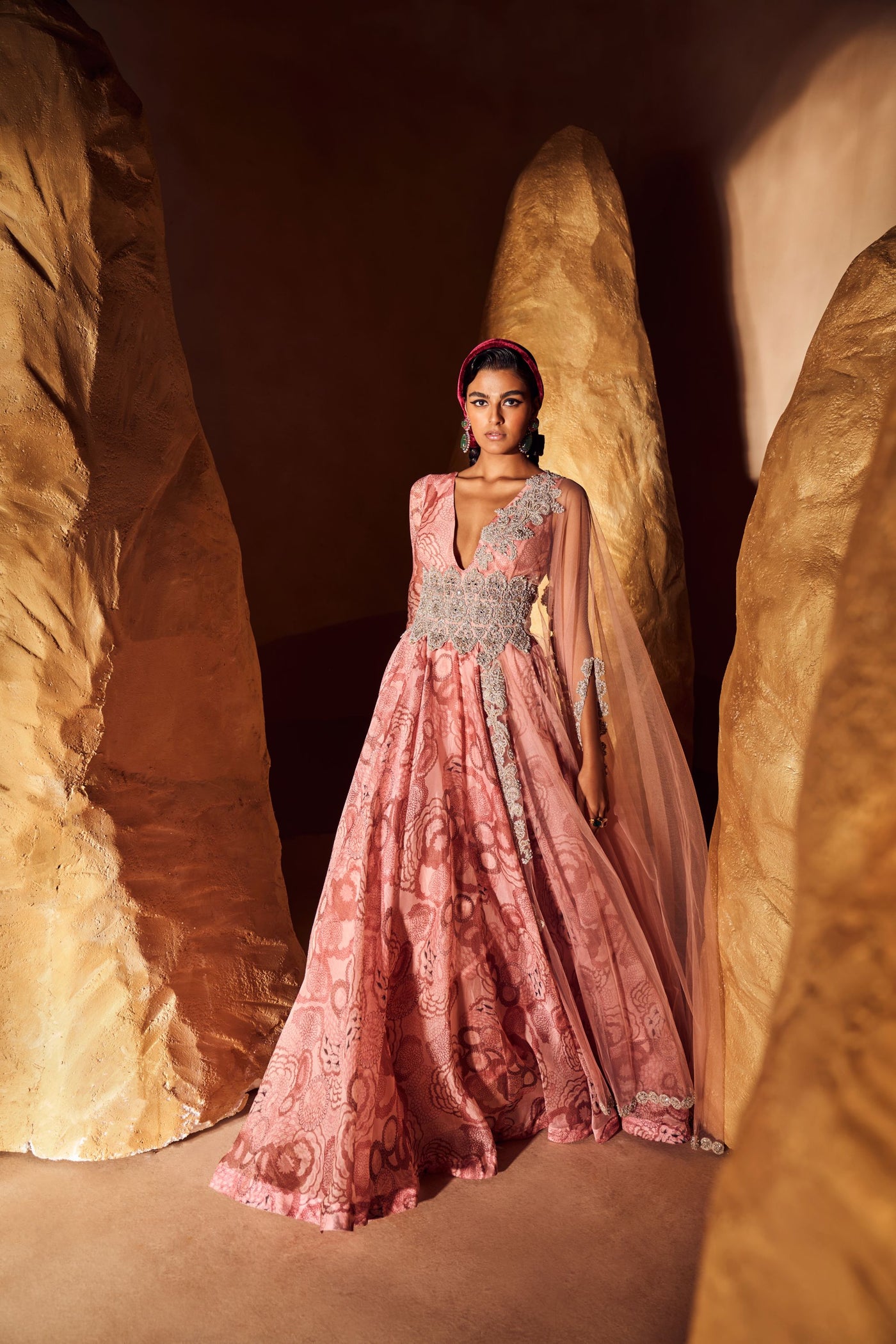 Blush Bahaar Cape Dupatta Belted Anarkali