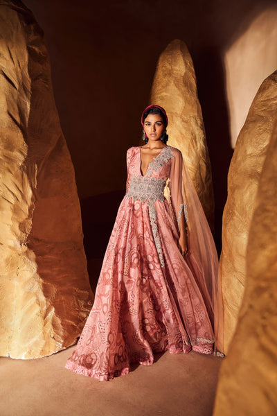 Blush Bahaar Cape Dupatta Belted Anarkali