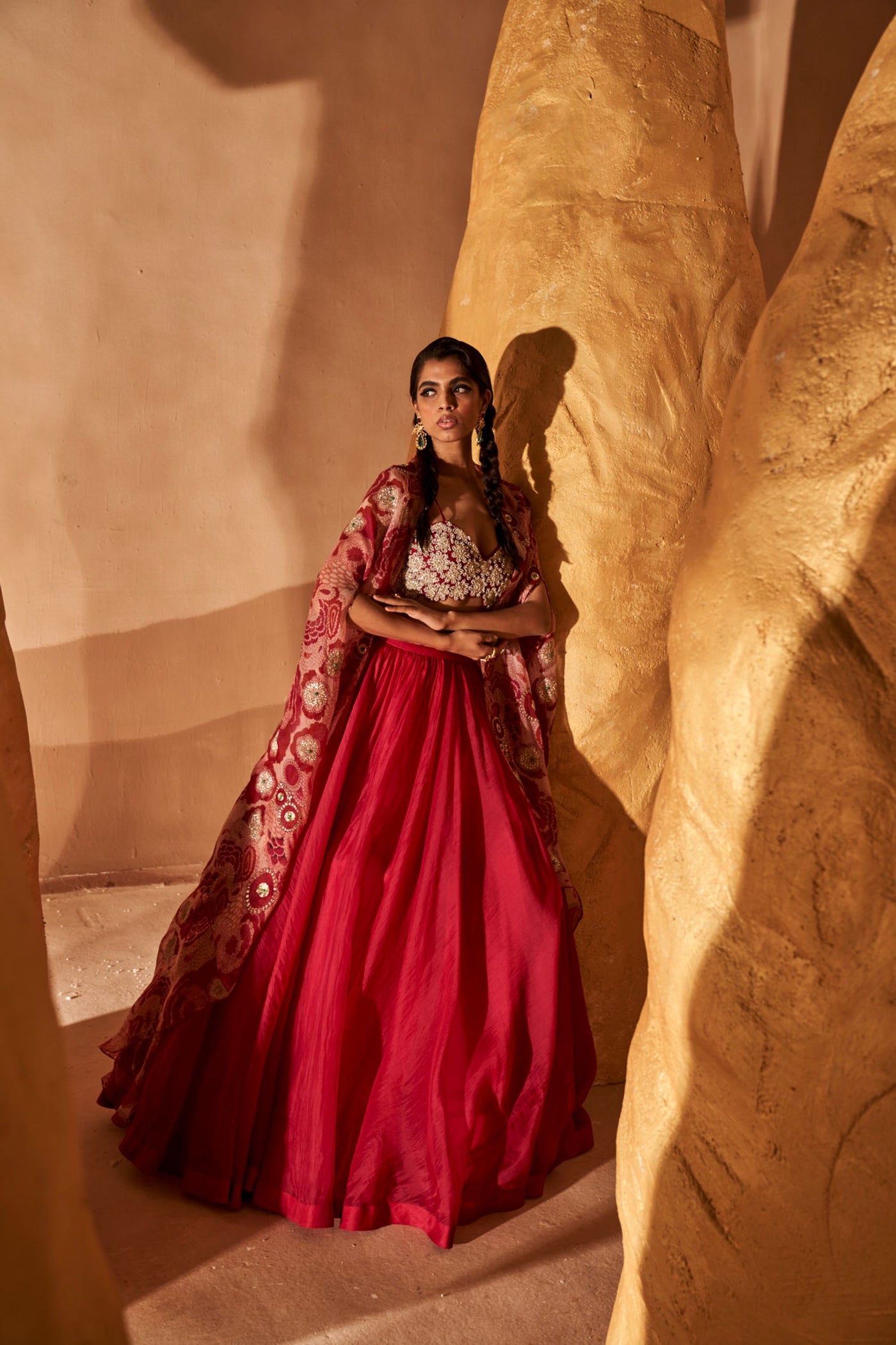 Rani Pink Skirt & Bahaar Cape Set